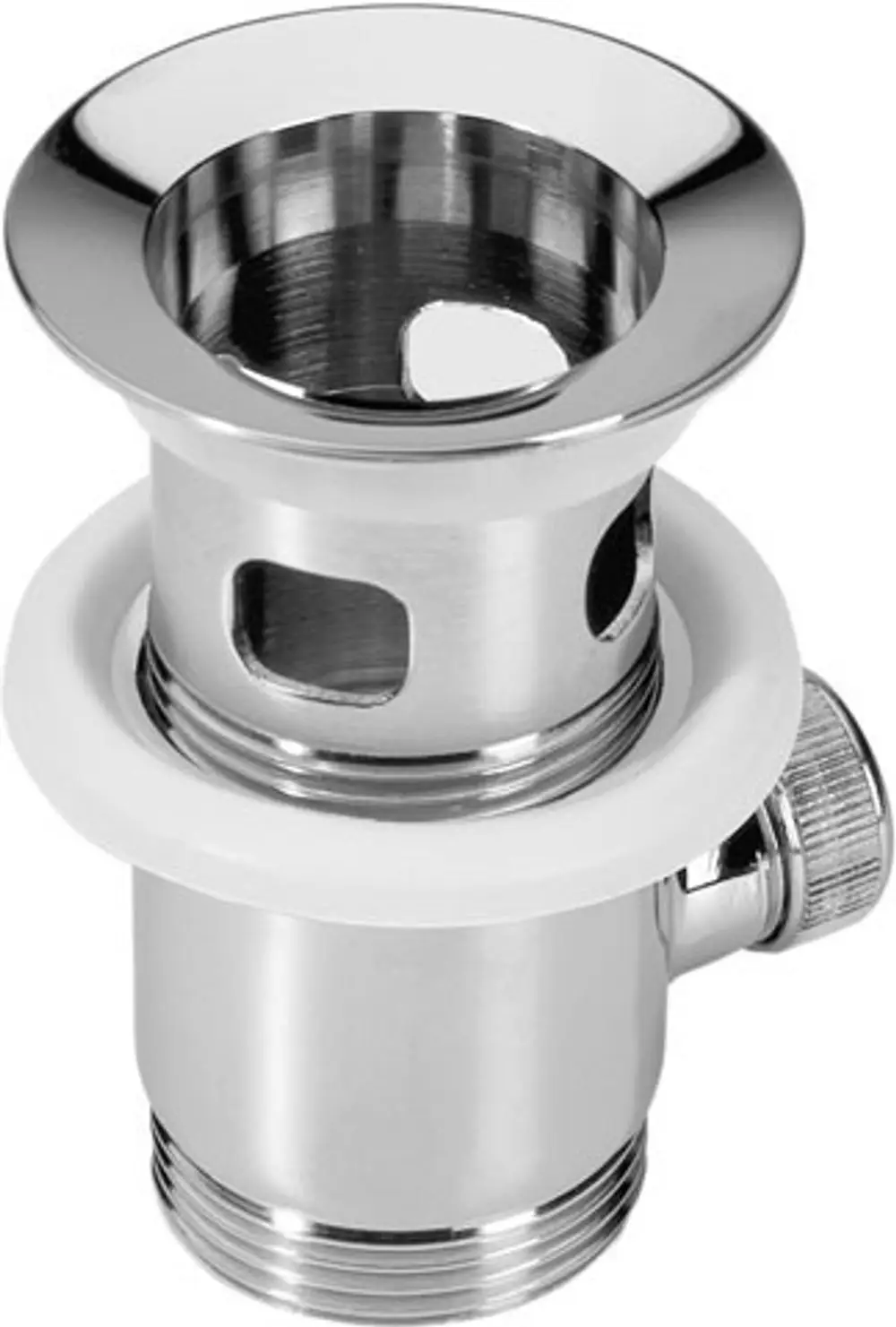 Edelstahl-Kelch mit geschliffener Oberfläche, geeignet für Armaturen. Hersteller Ideal Standard. Die flexiblen Öffnungen ermöglichen eine einfache Montage.